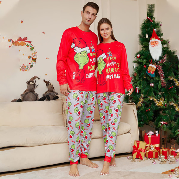 1 Set Julpyjamas för Familjen Matchande Långärmade Byxor Dad 4XL