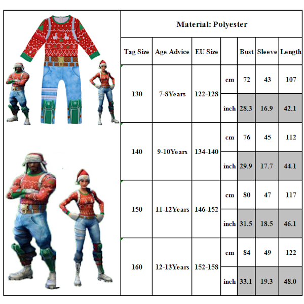 Joulujuhlien naamiaisasu lapsille, jouluteemainen Ranger-asu 140cm