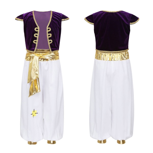 Barn Pojkar Fancy Arabian Prince Kostymer Cap Ärmar Väst med byxor För Halloween Cosplay Fairy Partys Dress Up 130cm