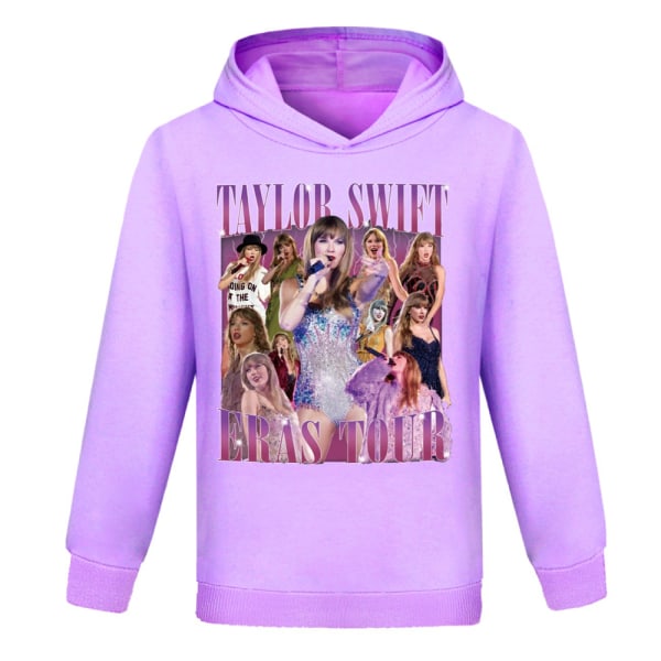 Taylor Swift Långärmad Casual Hood Sweatshirt Pullover Toppar Pojkar Flickor Barn Purple 130cm