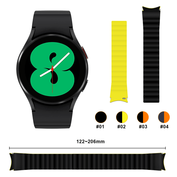 Samsung Galaxy Watch 4 Magnetisk ersättningsrem i silikon Black&Orange