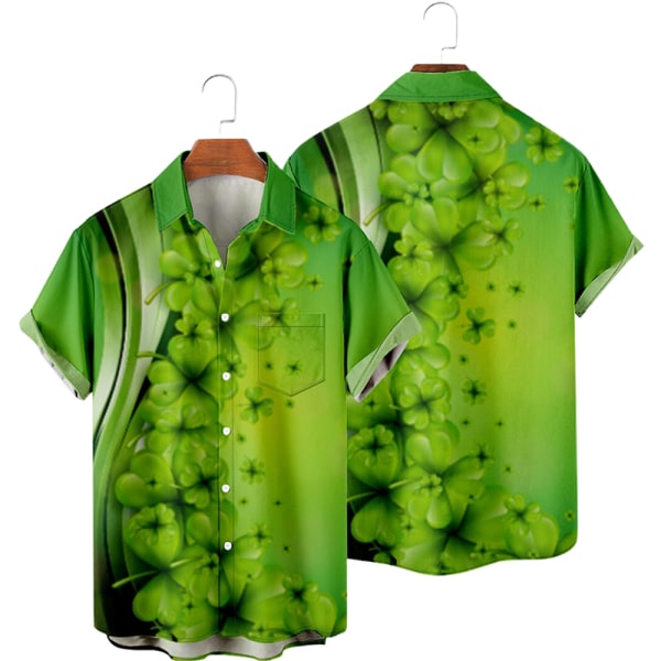 Herr St.Patrick's Day skjorta Irish Clover Casual kortärmad A S