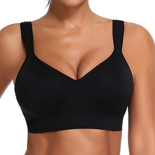 Trådlös Seamless Push Up Padded Sport-BH för Kvinnor, Bekväm för Träning och Yoga Black XL