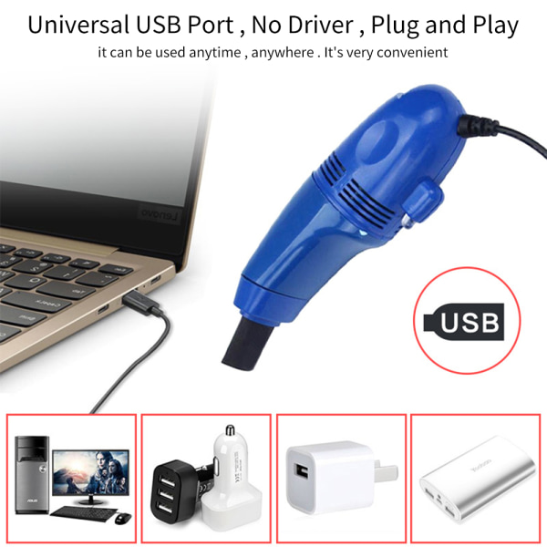 Minidammsugare Bärbar rengöringsborste Tangentbord Micro USB Dark Blue ebd6  | Dark Blue | Fyndiq