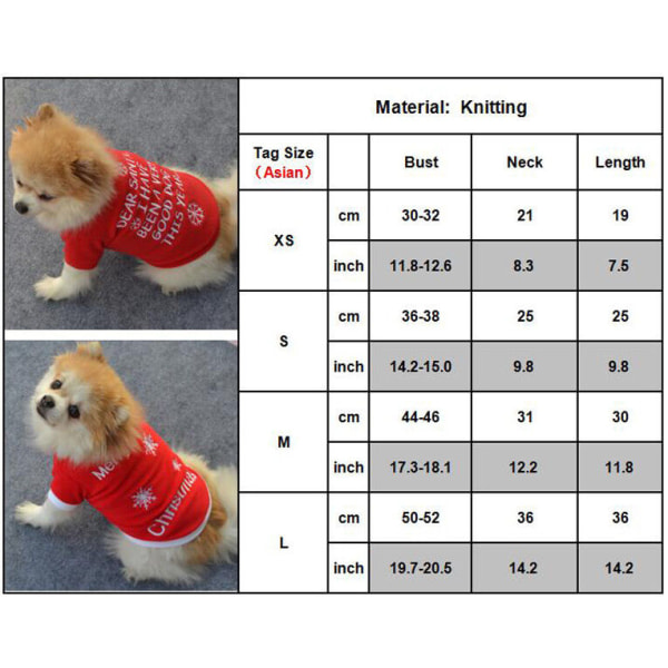 Julhund Snöflinga Stänger Vinterjacka Festkläder Red Letter Print L