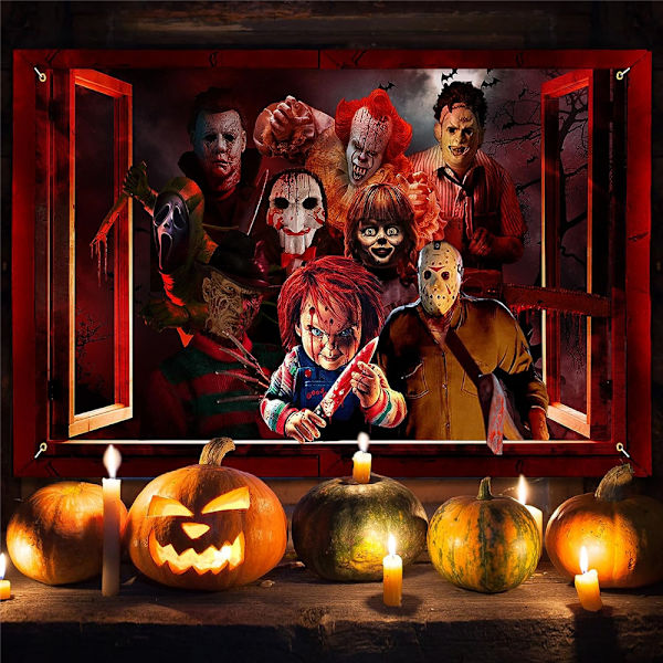 Halloween Banner Mærkat Adsorberet Plakat Dekoration Spøgelseshus