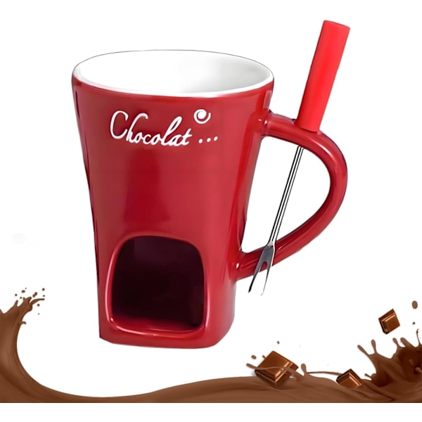 Fonduekopp Choklad Smältkopp Kaffekopp Smör Smältkruka 130ml Godis Hot Pot Innehåller En Lyxig Fonduekopp Och Gafflar Red