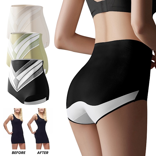 Dam Shapewear Shorts med Hög Midja, Tummy Control, Smoothing Black XL
