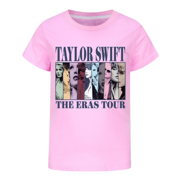 Flickor Pojkar Taylor Swiftie Casual Kortärmad 100 % bomull T-shirt Toppar Present Pink 140cm