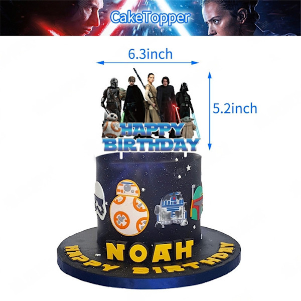 Star Wars Tema Fødselsdagsfestartikler Banner Balloner Kage Toppers Dekorationssæt