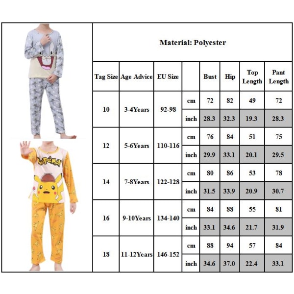 Barn Casual Bekväm långärmad pyjamas tecknad film yellow 92-98cm