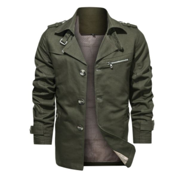 Herrejakker og -frakker Høst Vinter Casual Løs Passform Bomullsjakke Ferieantrekk Army Green 3XL
