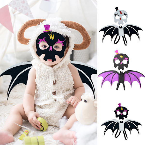 Halloween Cosplay Lepakonsiipi Lasten Lepakkomaski Setti Karnevaaliin Black and white