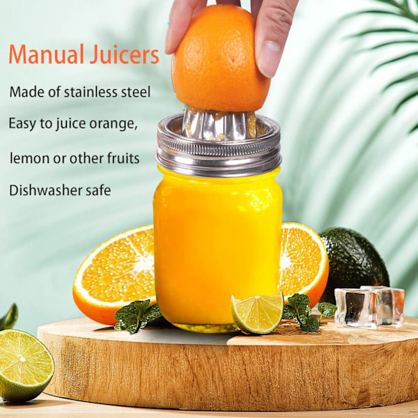 Burk Juicepresslock i rostfritt stål för Mason Jar Citronpress Manuell Juicepress Bred Mun Cove