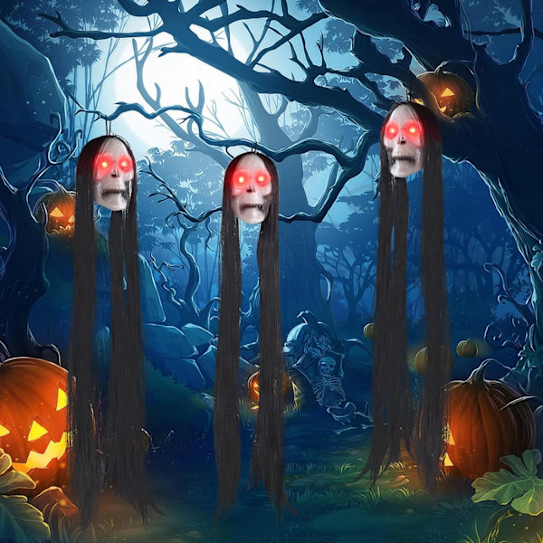 Halloween Lysende Spøgelse med Langt Hår, Dekoration til Hjemsøgt Hus