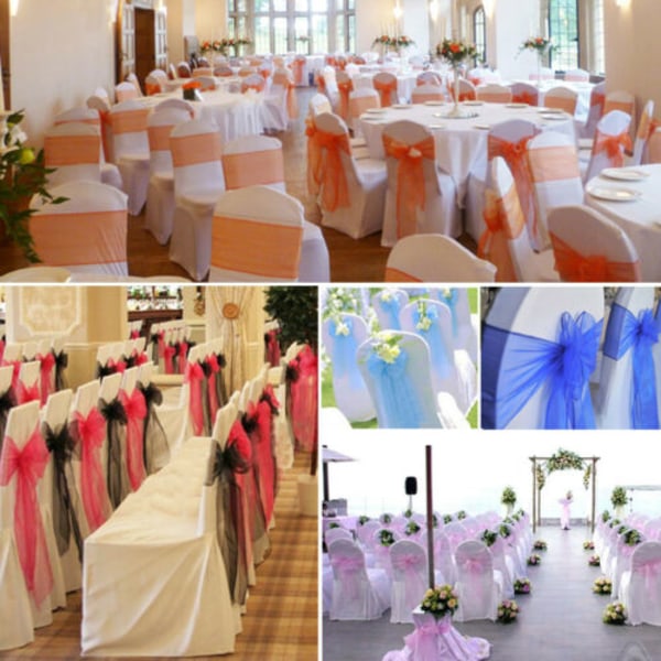 Hääjuhla Organza Tuolin Koristenauha Yksivärinen Rusetti Koristelu  Light Purple 50 pcs