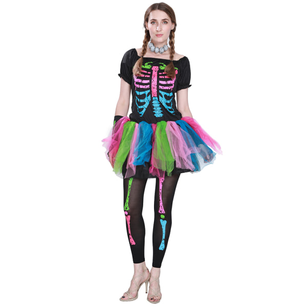 Halloween Kid Color Punk Skull Kostym Cosplay Party Fancy Dress adults