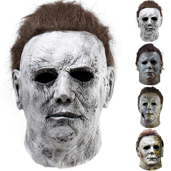 Michael Myers Skräck Full Mask Latex Mask Halloween Maskerad Cosplay Läskig C