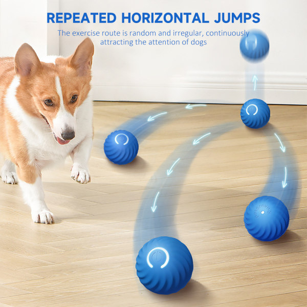 Automatisk smart retande hundboll, hållbara hundleksaker med rullande bollar blue