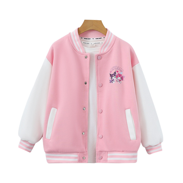 Kuromi Sanrio Anime Sød Tegneserie Forår Efterår Ny Baseball Uniform Børne Toppe Casual Frakke Jakke Piger Fødselsdagsgave Pink 140cm