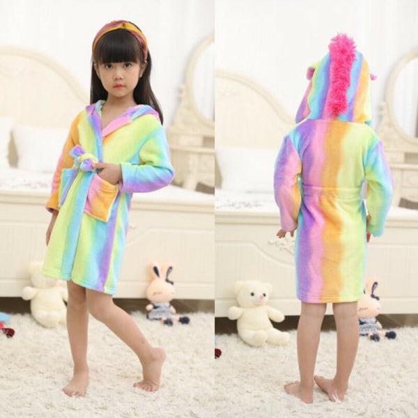 Barnbadrock Djur Enhörning Pyjamas Nattkläder rainbow 110 cm