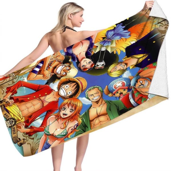 Anime One Piece Mikrofiber Badstrand Handduk för Vuxna Män Barn Pojke C 70*150cm