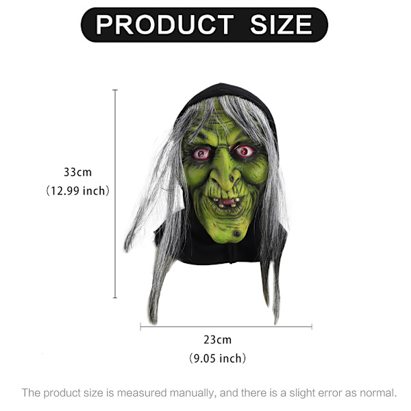 Häxmask Halloween Mask Läskig Läskig Latex Huvudbonad För Fest