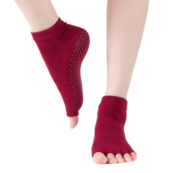 3/5 stk Praktiske og slitesterke danse-antisklisokker 5 farger wine red 3PCS