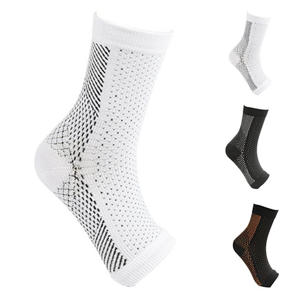 Sport SootheSocks Kompressionsstrumpor för Ankeln, Kvinnor White L/XL