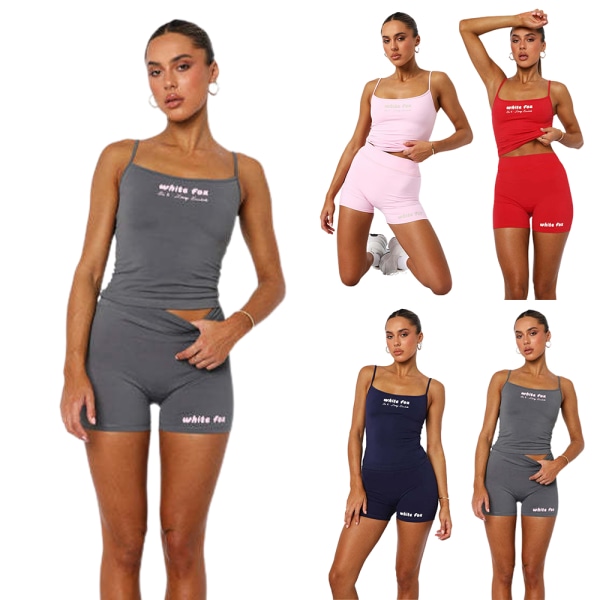 Kvinnors sömlösa yogasett, träning, sport-bh, tank top, hög midja, shorts, leggings, träningsdräkt Grey S