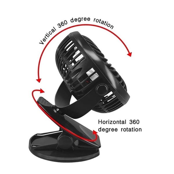 USB 360° Roterande Air Cooler Clip Bord Mini Fläkt Luftkylare black