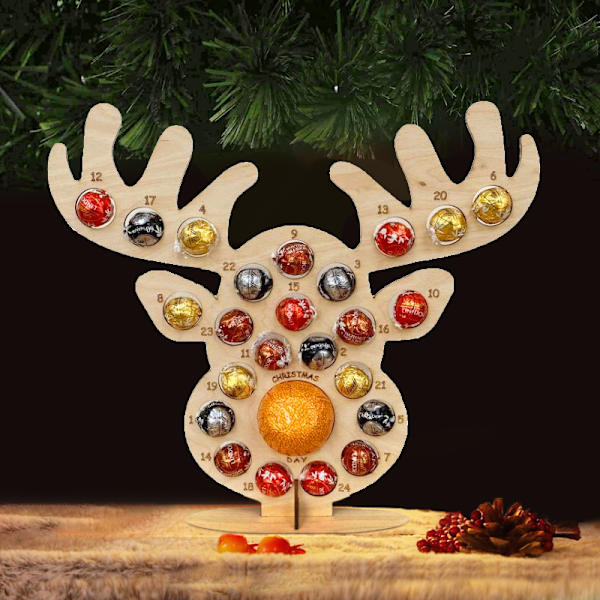 Julchokladramornamenter i trä för hemmet, bordsprydnad Elk
