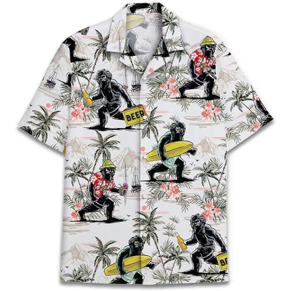 Sommar Hawaiian skjortor för män, casual kortärmad skjorta, tryckt strandskjorta A L
