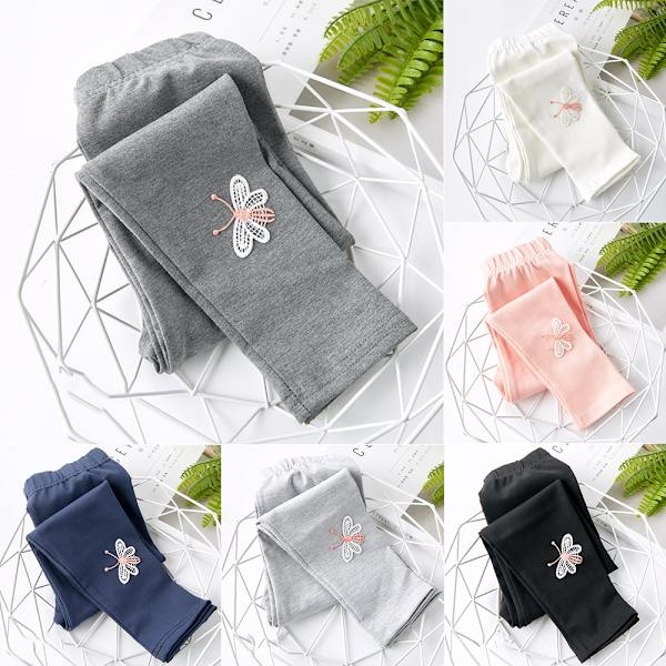 Lasten tyttöjen vapaa-ajan perhoskuvioiset housut leggingsit light grey 90cm