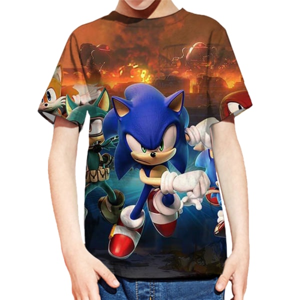 Sonic Boy 3D Printed T-shirt Kid Korta ärmar Casual D 130cm