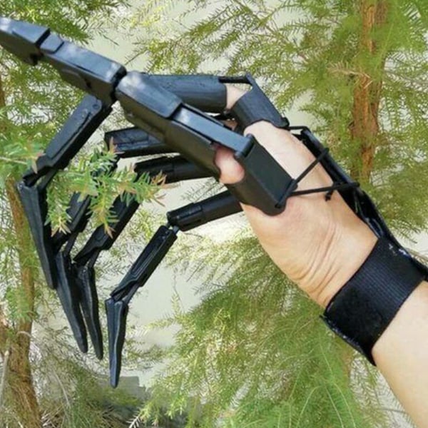 3D Halloween printed ledade fingrar förlängningar dekoration black right hand