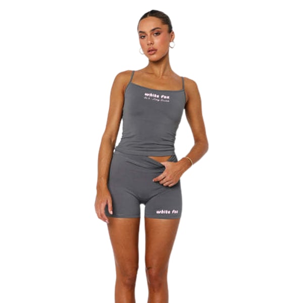 Kvinnors sömlösa yogaset, träning, sport-bh, tank top, hög midja, shorts, leggings, träningsdräkt Grey 2XL