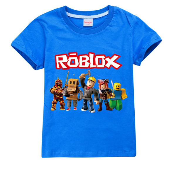 Roblox Pojkar T-shirt Sommar T-shirt Topp Barn Kortärmad Dark Blue 160cm