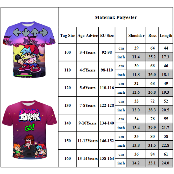 Barn Pojkar Flick T-shirt Friday Night Funkin Game 3D Print Toppar Casual Loose Tee C 120cm