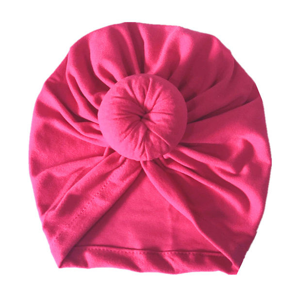 Nyfødt Baby Barn Turban Sløyfe Hode Wrap Jenter Lue Myk rose red