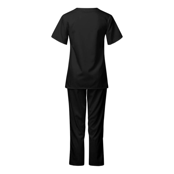 Kvinnor läkare sjuksköterska Uniform sjukhus arbetskläder långa byxor Set black L