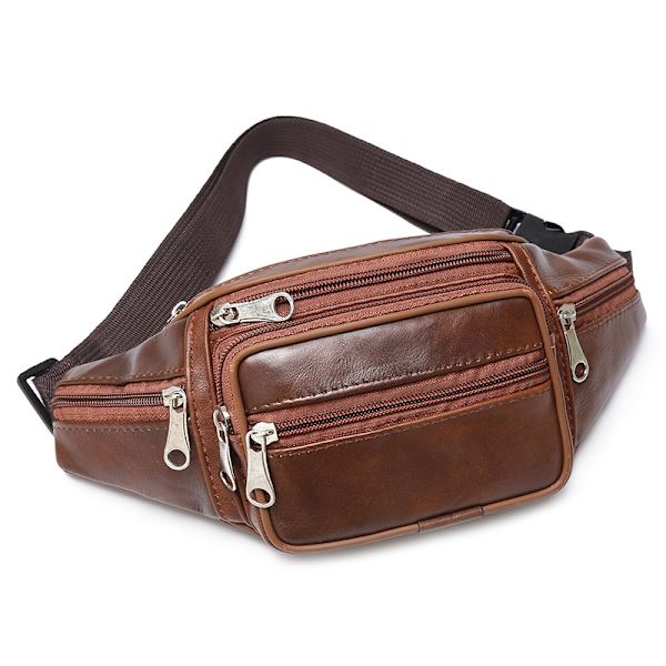 Midjeväska Fanny Pack Väska Resa Festival Läder brown
