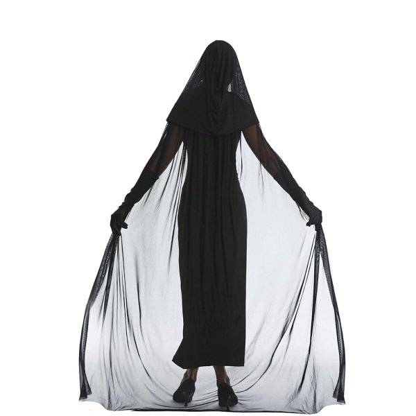 Halloween Häxa Huvad Klänning Med Kappa Cosplay Kostym 2XL