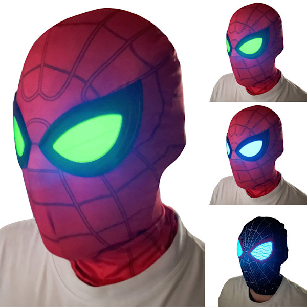 Halloween Mask Spider-man Huvudbonad Barn Cosplay Mask Ögon Luminous Mask C