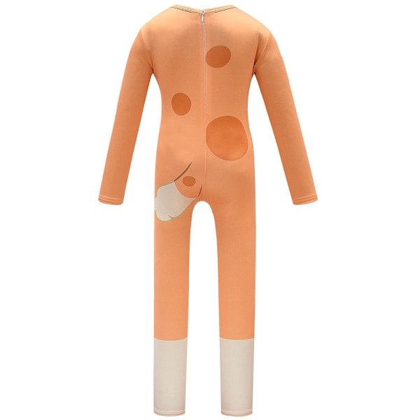 Halloween-kostymer Barn Pojke Bluey Hundvänner Cosplay-kostym Maskeraddräkt Jul Fest Jumpsuit Orange 130cm