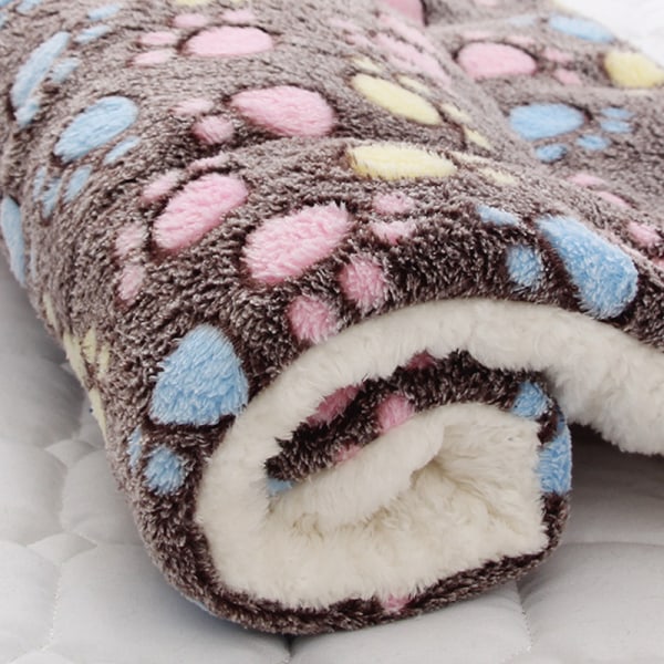 Stort Kæledyrs Flannel Tæppe Vinter Katte Kennel Blød Boks Måtte Bean Paste White 49*32cm