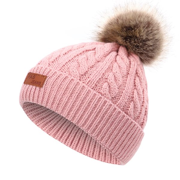 Höst-Vinter Päls Pompom Barnhatt White 40-50cm
