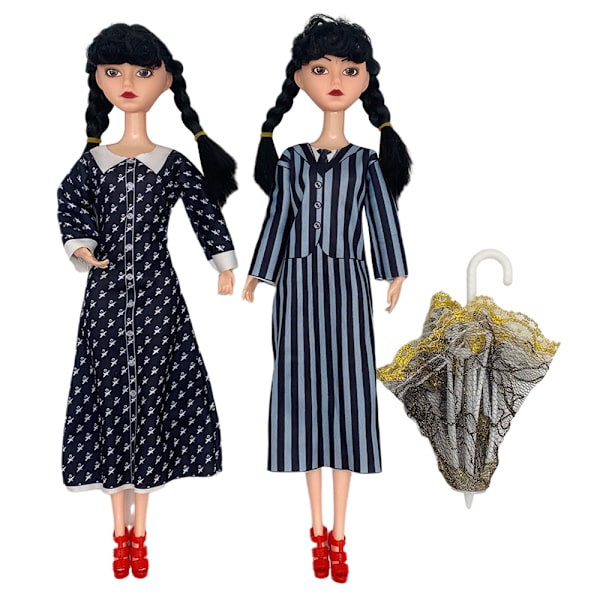 Wednesday Addams Family -sarjakuva-hahmolelu syntymäpäivälahjaksi, 28 cm Long sleeved polka dots
