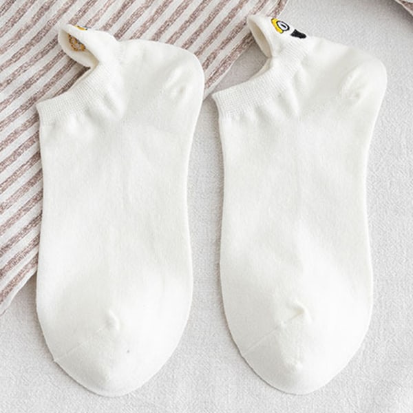 3/5/10 par Funny Broderade Båtsockor På Häl 10 Färger white 10PCS