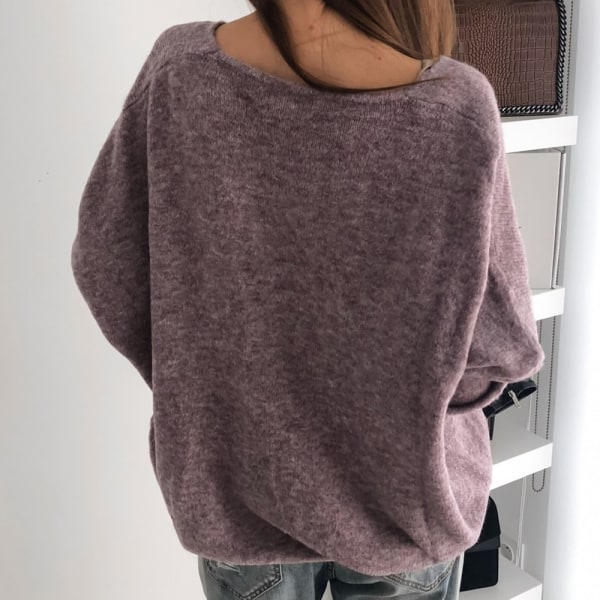 Damer Damer långärmad tröja blus Toppar V-ringad tröja tröja Casual Top Purple L